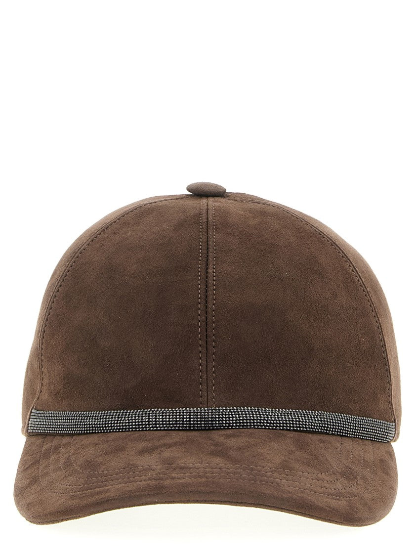 Brunello Cucinelli Suede Baseball Cap With Shiny Band Detail