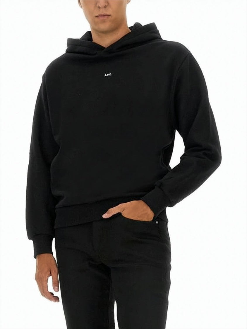 A.P.C. Relaxed-Fit Black Hoodie With Ribbed Cuffs