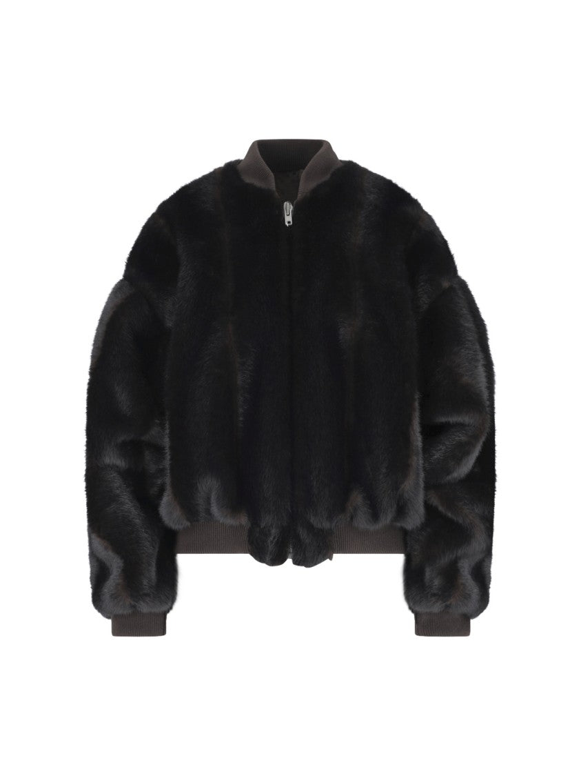 Mm6 By Maison Margiela Brown Faux Fur Bomber Jacket