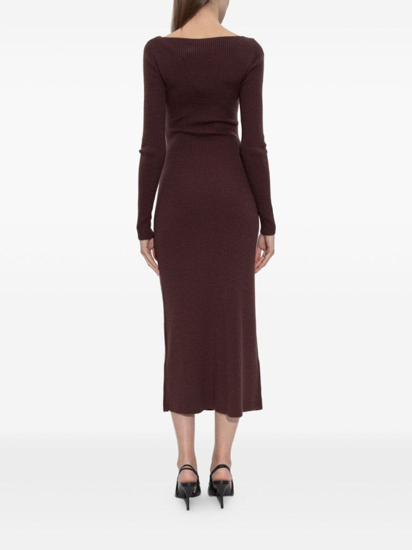 Diesel Ribbed Knit Midi Dress With Cut-Out Neckline