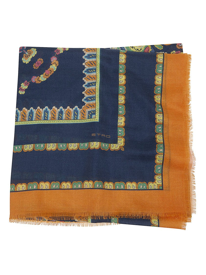 Etro Cashmere-Silk-Wool Floral Paisley Shawl