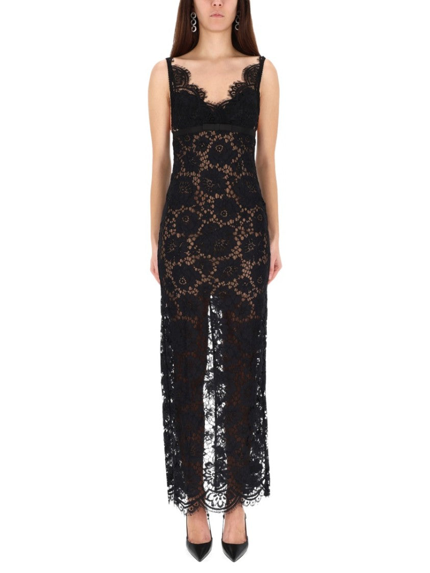 Self-Portrait Black Intricate Lace Maxi Dress