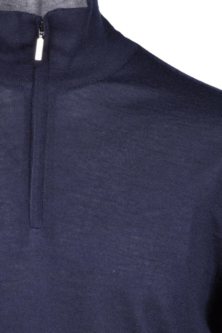 Cruciani High Neck Zip Pullover - Blue