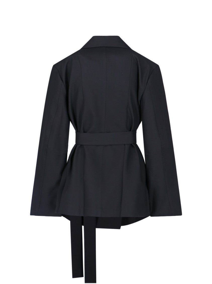 Setchu Tailored Black Jacket With Classic Collar And Streamlined Silhouette