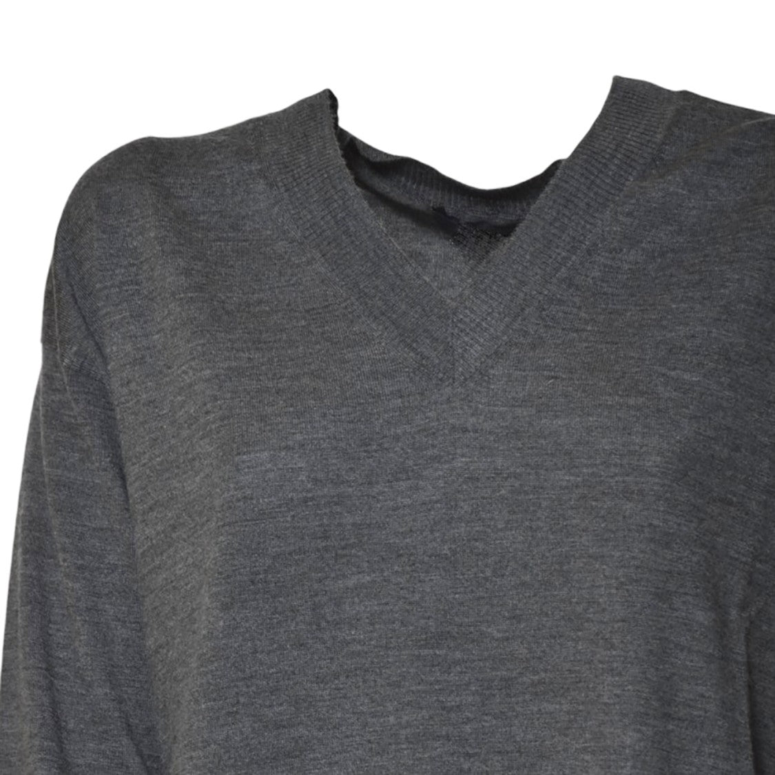 Max Mara Relaxed Fit V-Neck Sweater In Anthracite Grey