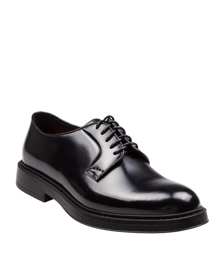 Doucal's Black Leather Derby Horse Shoe