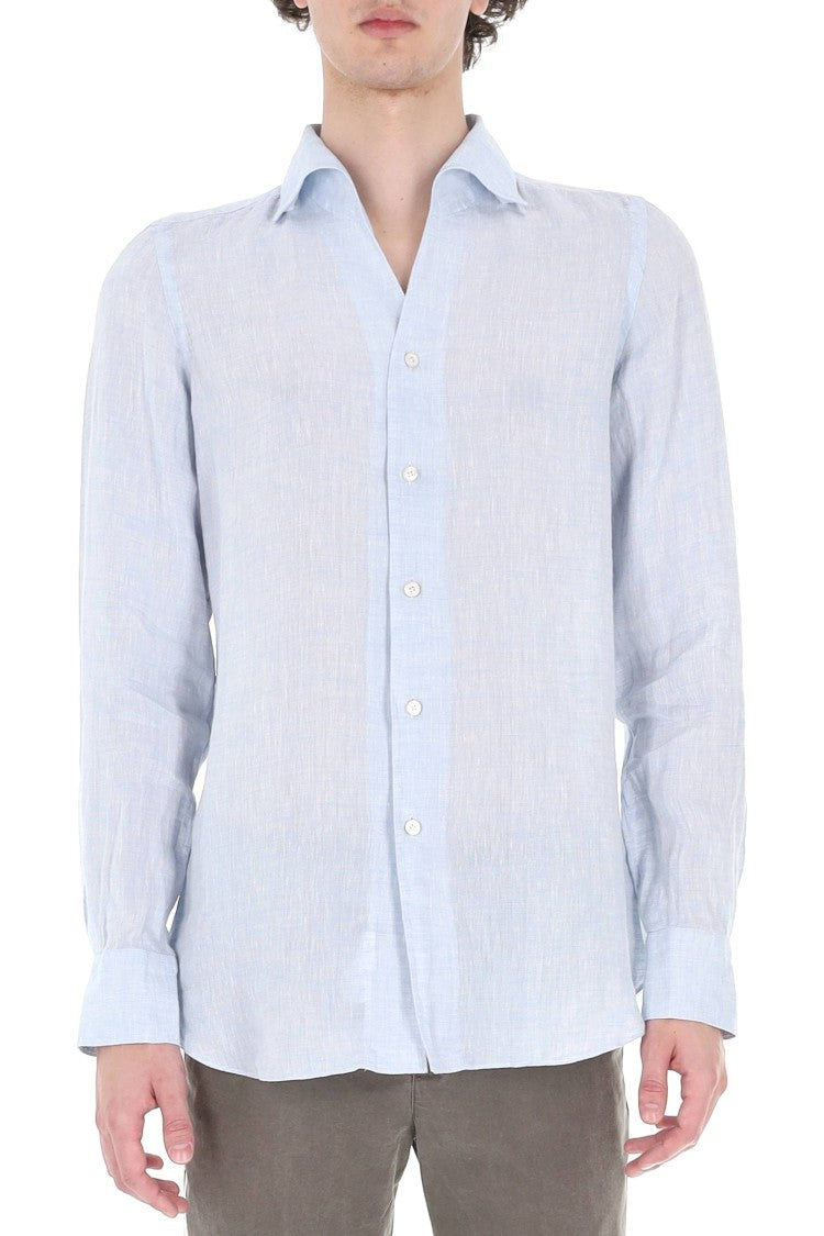 Finamore Ustica Open Collar Pure Linen Shirt