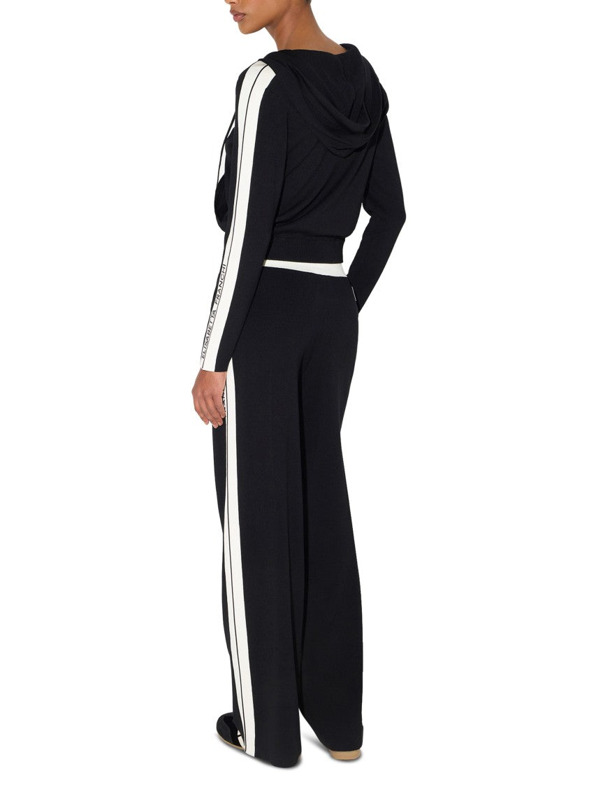 Elisabetta Franchi Wide-Leg Trousers With Contrasting Waistband And Side Stripes