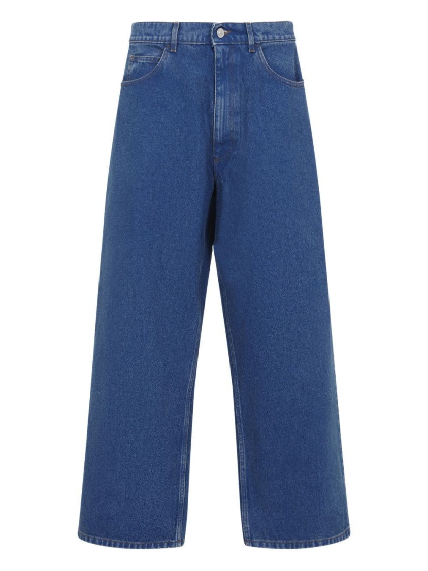 Marni High-Waisted Wide-Leg Denim Jeans With Back Logo Patch