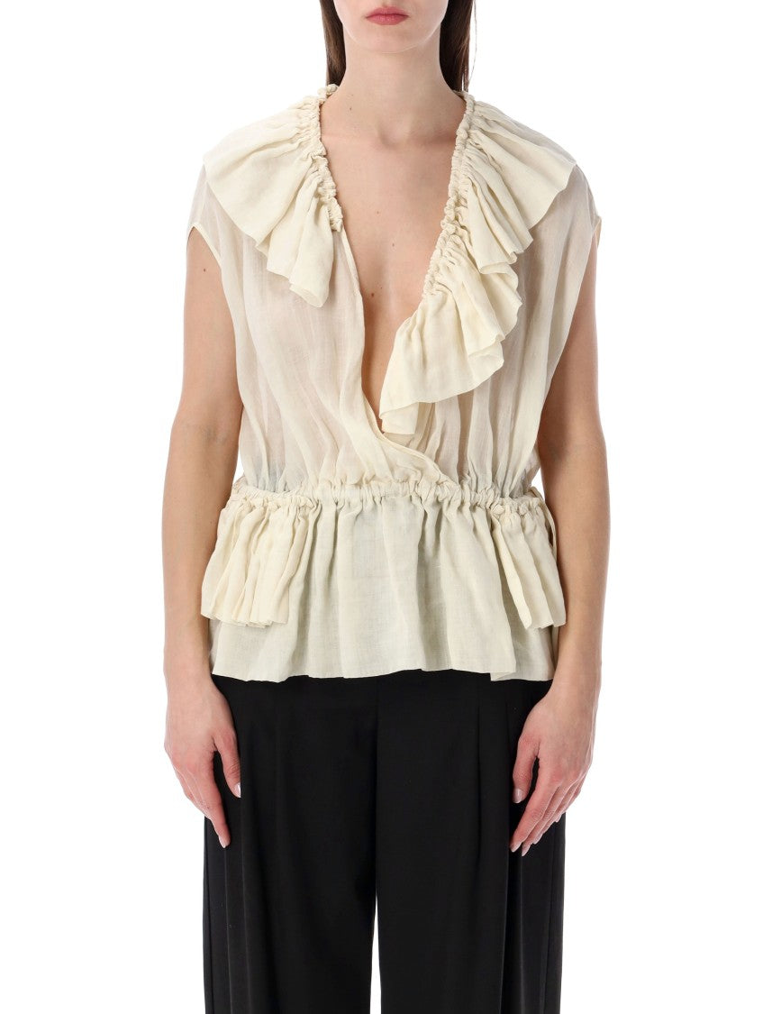 Dries Van Noten Cally Muslin Ruffled Top