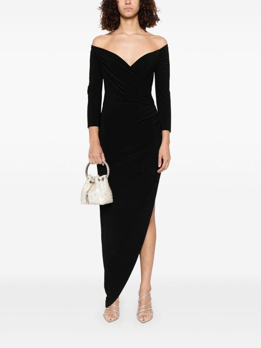 Norma Kamali Off-The-Shoulder Black Evening Dress With Draped Detail