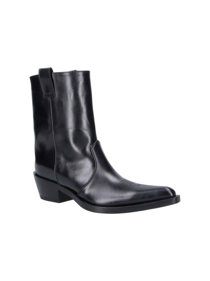 Khaite Black Klive Pointed-Toe Glossy Leather Boots