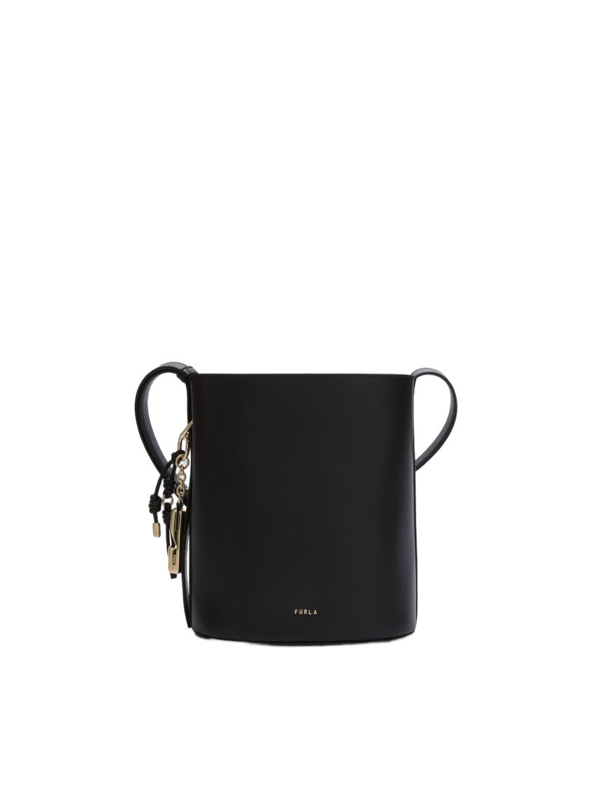 Furla Roxie S Leather Bucket Bag, Black