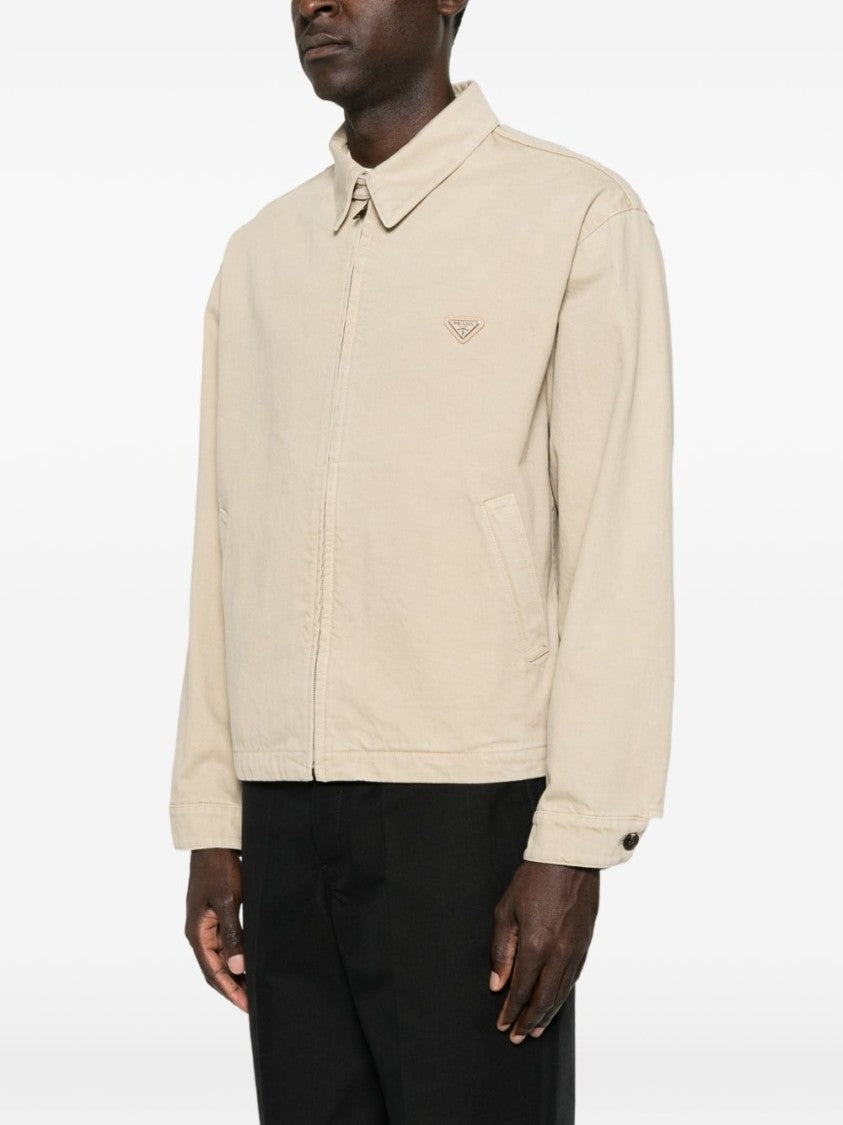 Prada Beige Zip-Up Tailored Jacket