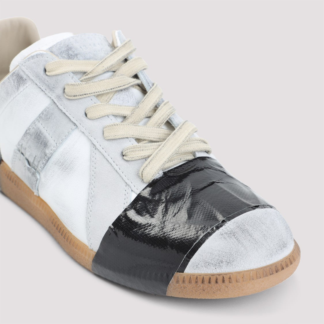 Maison Margiela Low-Top White Sneakers With Tape-Like Overlays