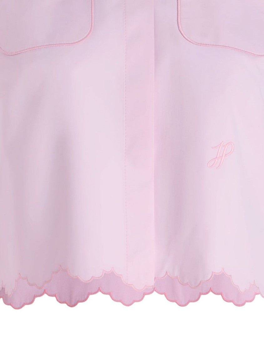 Patou Cropped Cotton Shirt With Scalloped Hem