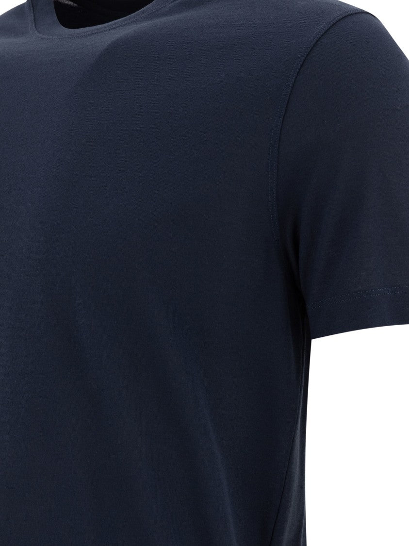 Zanone Fitted Blue Short-Sleeved T-Shirt
