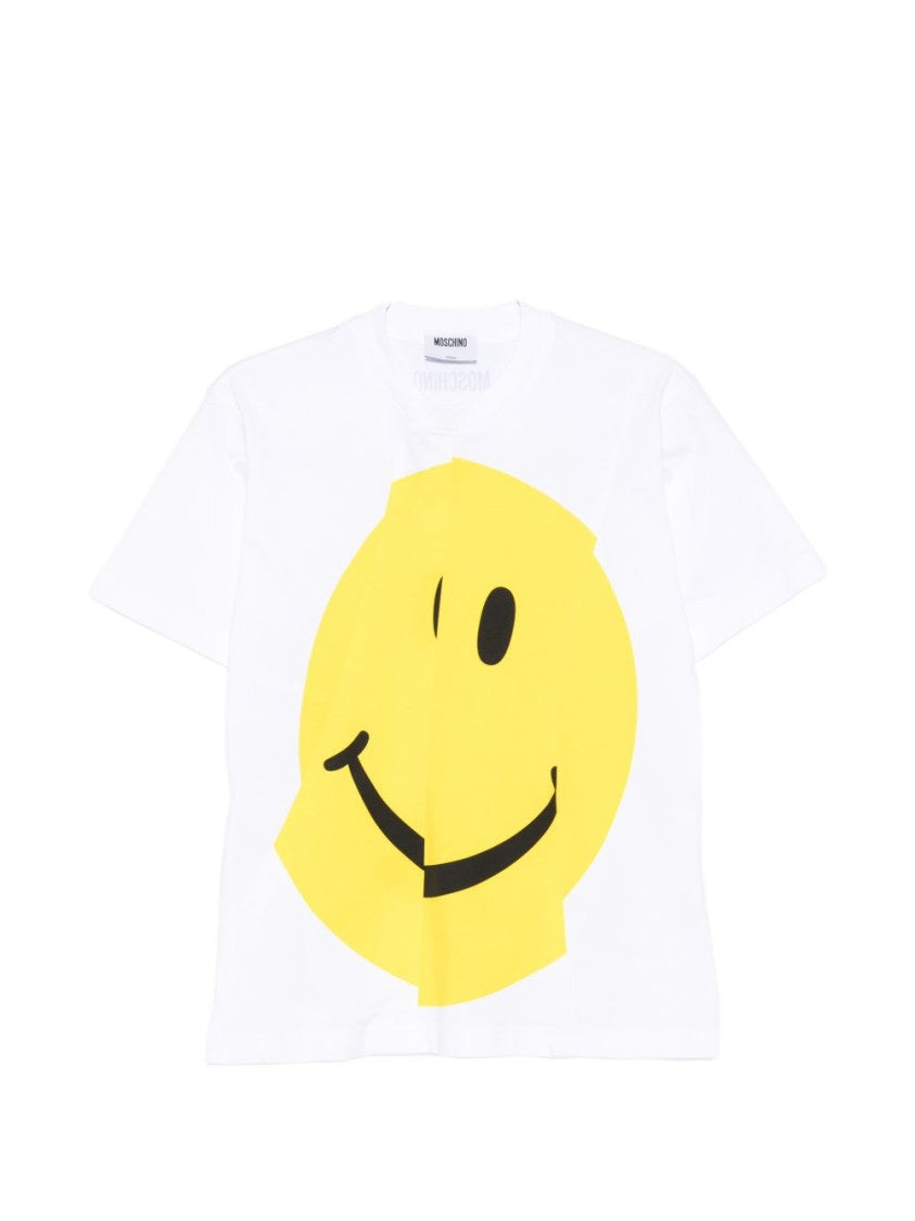 Moschino White Graphic Print Short Sleeve Top