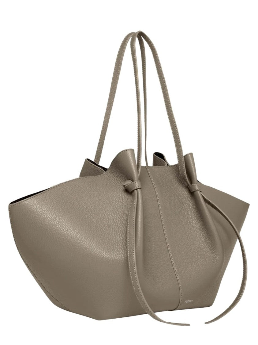 Yuzefi Large Winged Leather Tote Featuring Knotted Handles