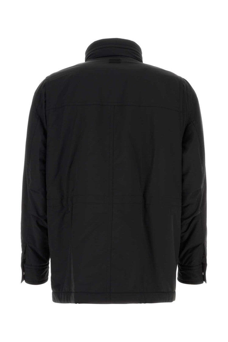 Salvatore Ferragamo Black Wool Blend Padded Jacket
