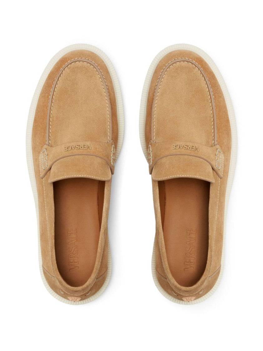 Versace Loafers With Iconic Medusa Detail And Soft Suede Finish