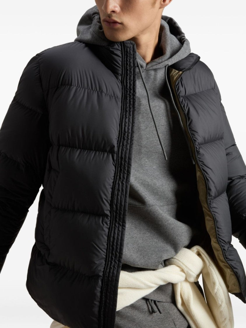Woolrich Quilted Black Puffer Jacket With High Collar