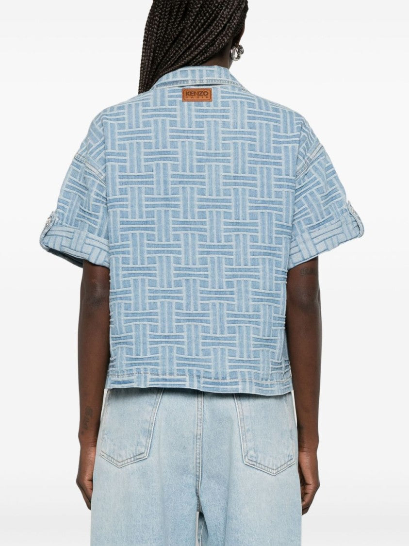 Kenzo Cropped Button-Up Top With Turn-Up Cuffs