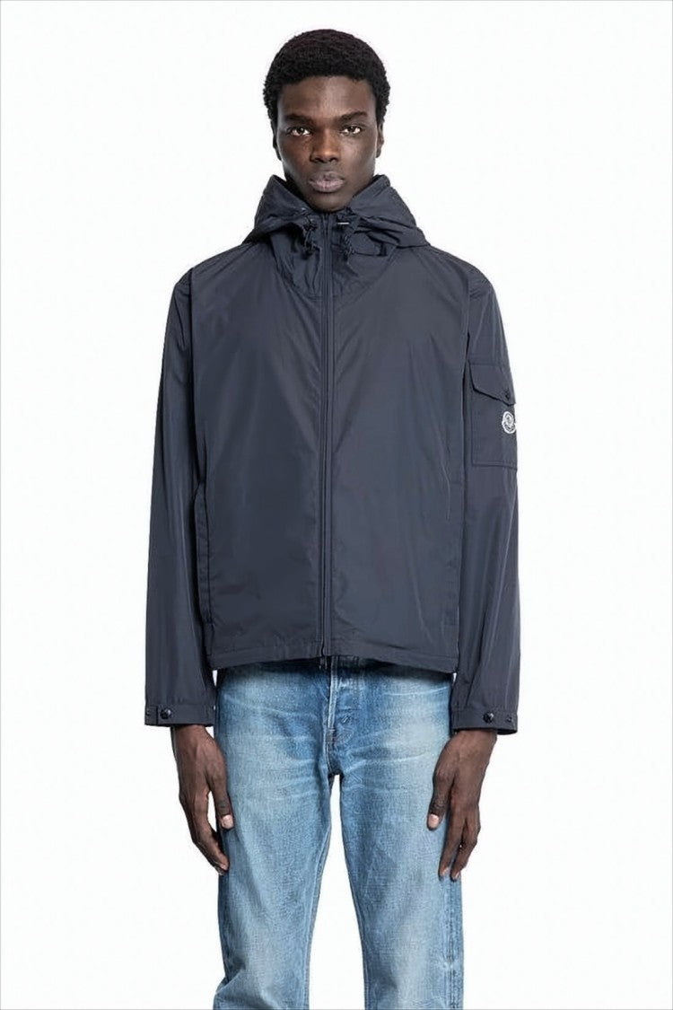 Moncler Lightweight Black Jacket With Adjustable Hood