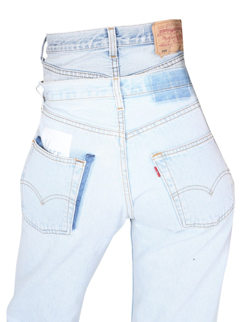 1/Off Double-Waisted Light Wash Denim Jeans