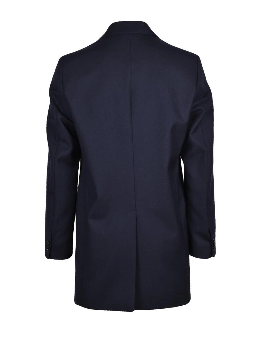 Dolce & Gabbana Structured Blue Virgin Wool D&G Coat With Classic Lapel