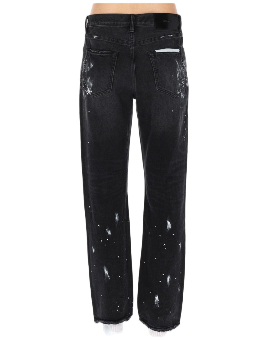 Purple Brand Distressed Black Denim Straight-Leg Jeans