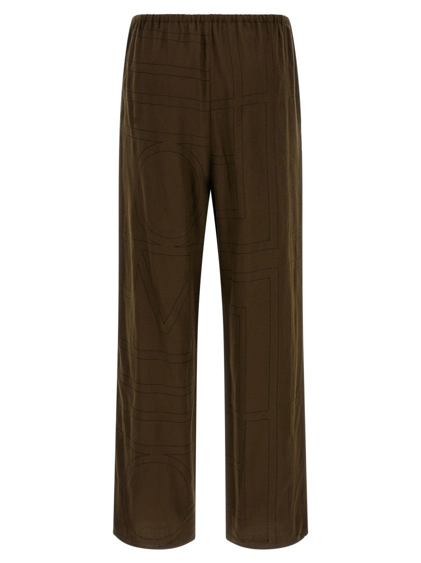 Totême Embroidered Modal Flannel Pajama Pants
