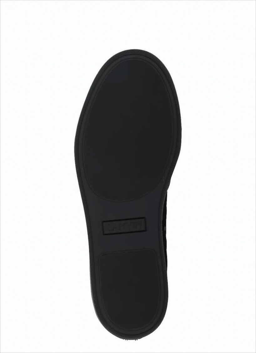 Lanvin Lace-Up Black Sneakers With Patent Leather Accents