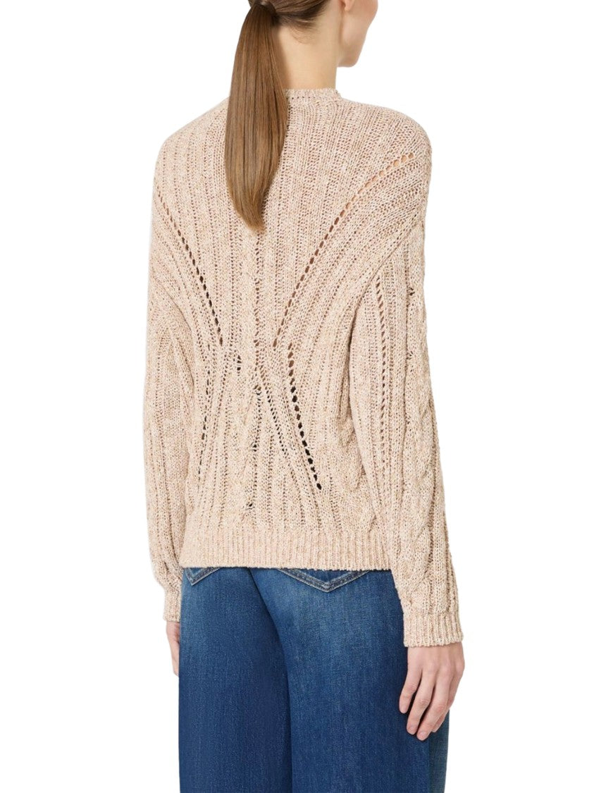 Max Mara Textured Cable Knit Top With Openwork Details