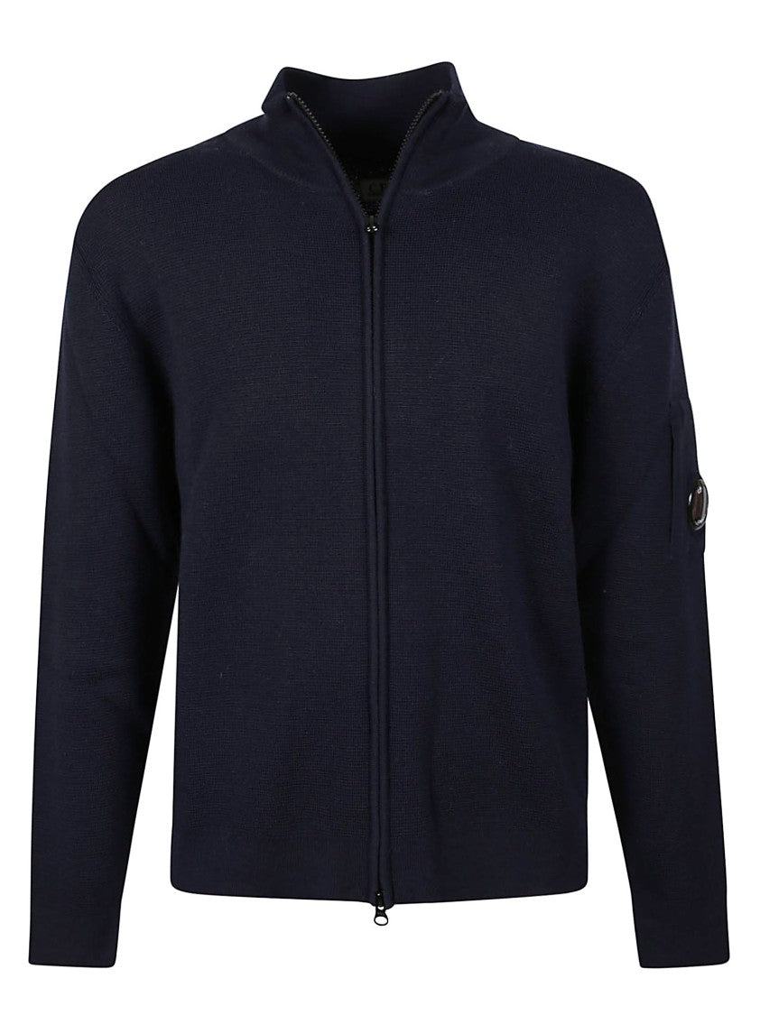 C.P. Company Dark Blue Zip-Up Sweater With High Collar
