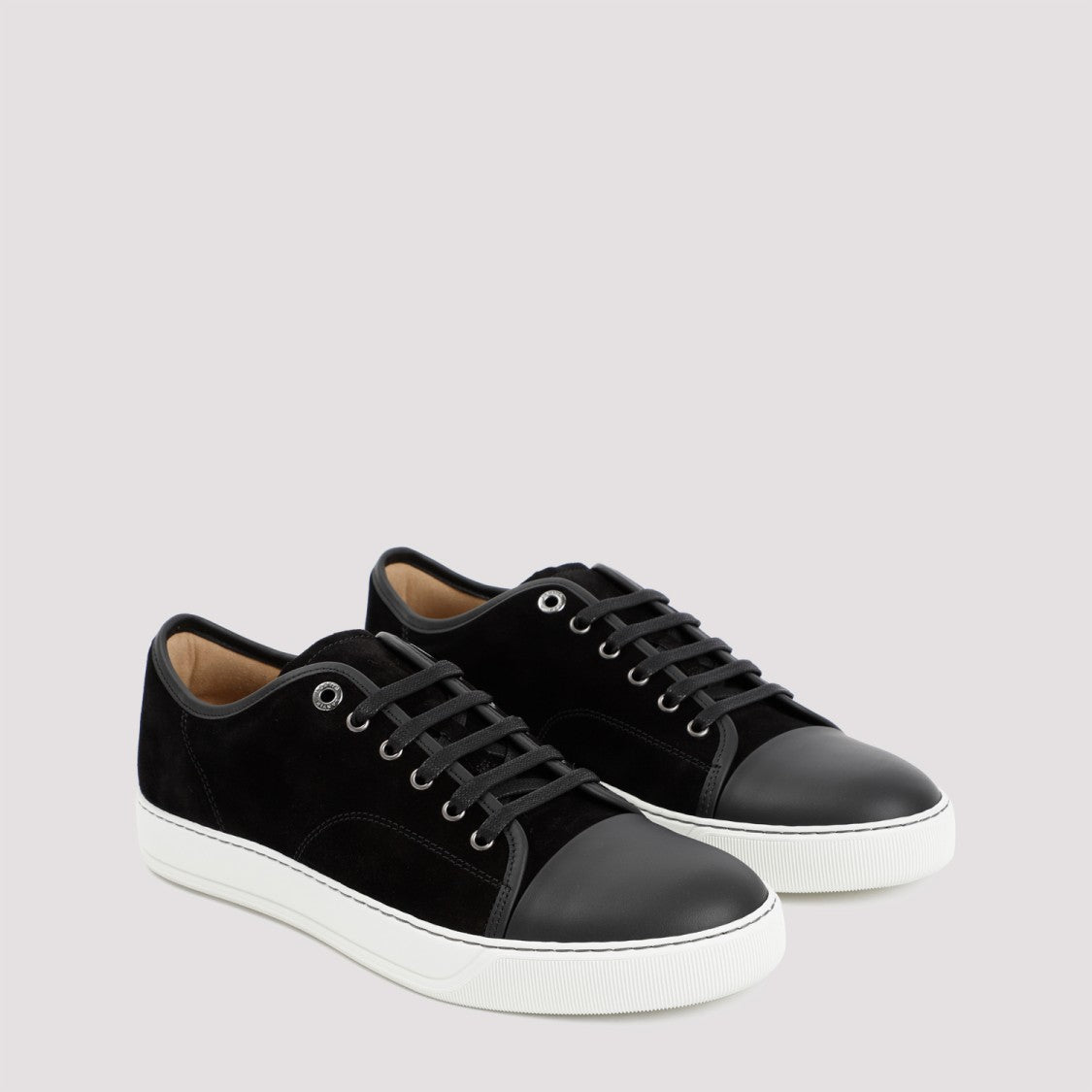 Lanvin Suede And Nappa Captoe Low To Sneakers