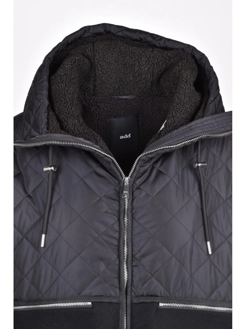 Add Quilted Wool Melton Coat With Adjustable Hood And Plush Interior