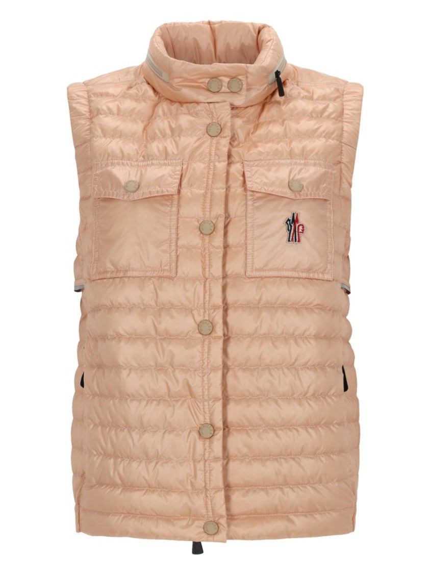 Moncler Grenoble Quilted Sleeveless Vest With High Collar And Snap Button Closure