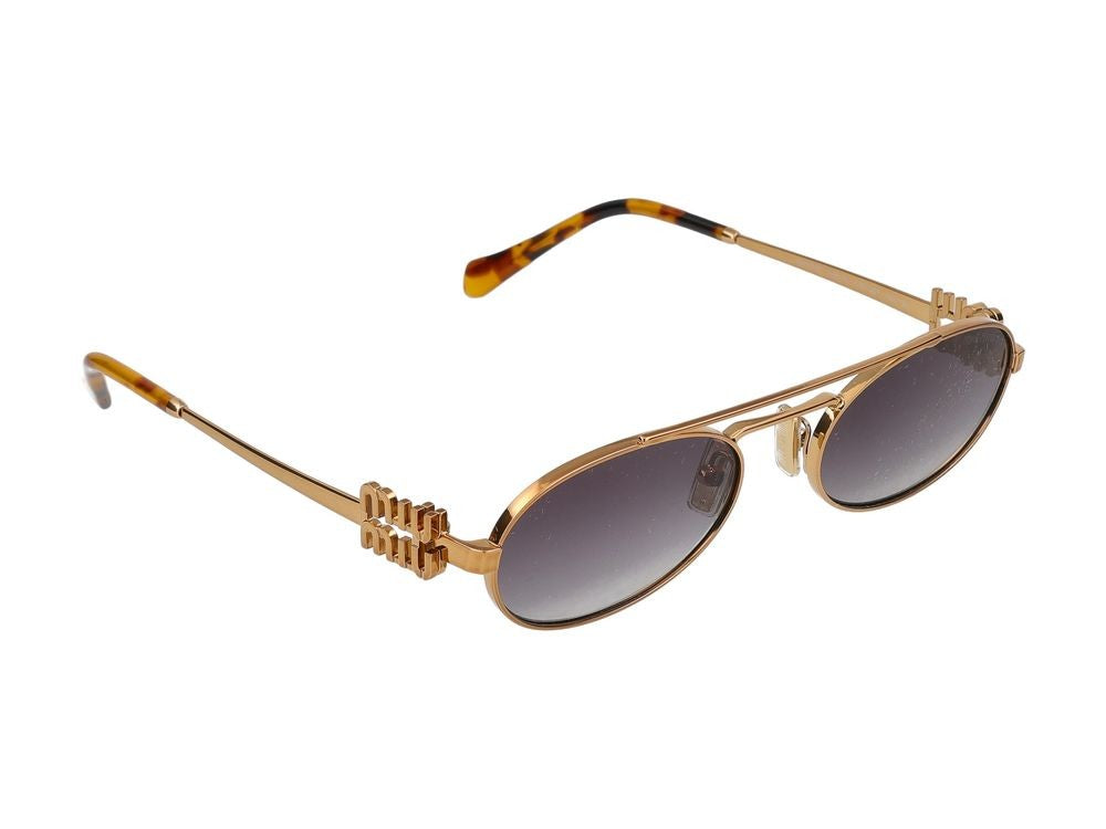Miu Miu Gold Double Bridge Metal Oval Sunglasses