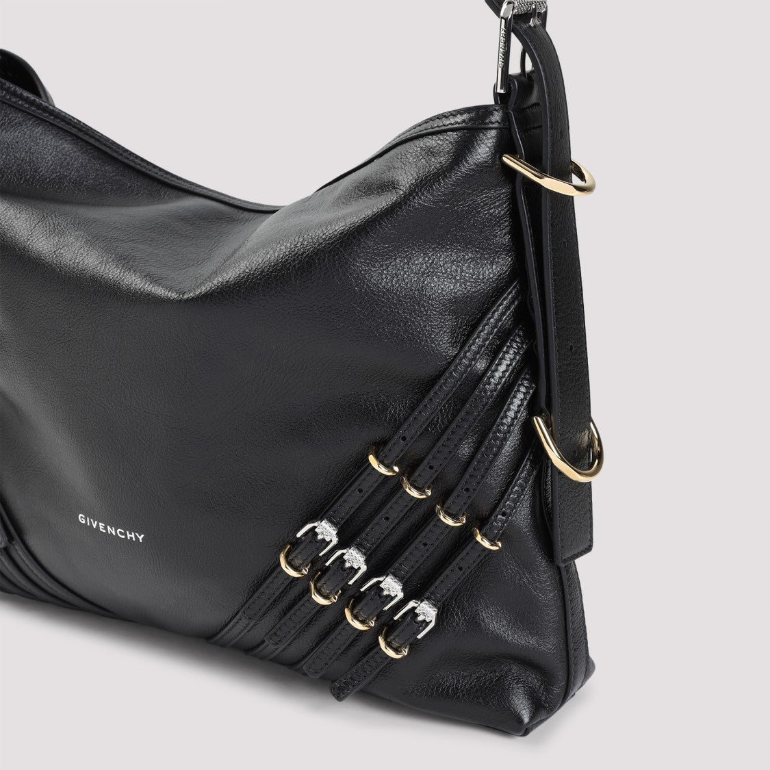 Givenchy Black Calf Leather Voyou Buckles Bag