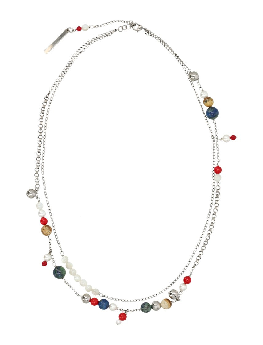 Dries Van Noten Double-Chain Necklace With Natural Stones And Freshwater Pearls