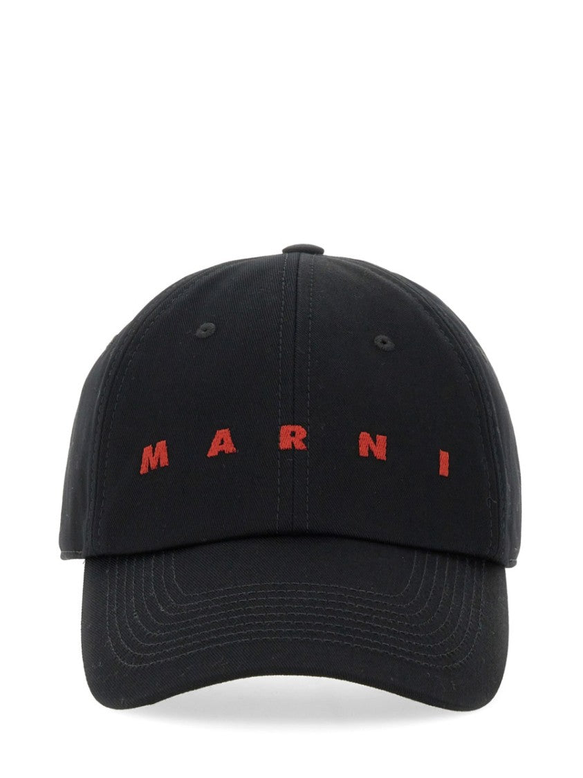 Marni Black Baseball Hat With Structured Crown