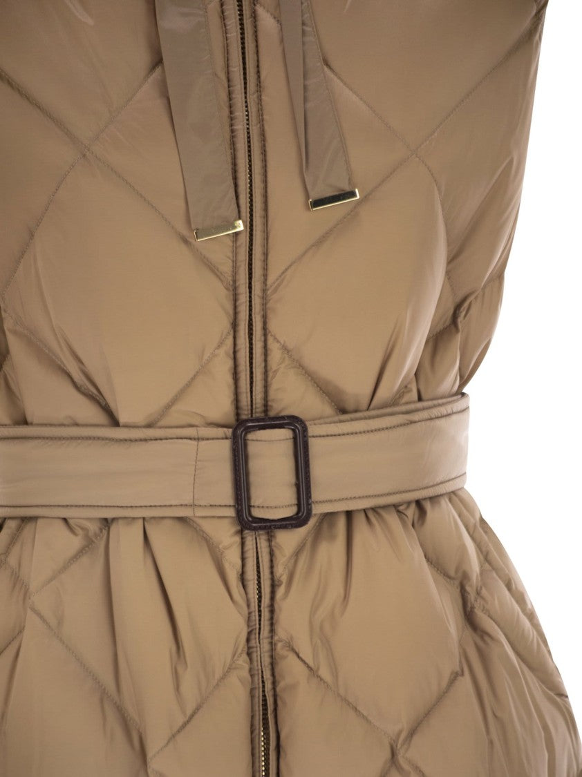 Max Mara Tregil - Midi Padded Waistcoat In Water-Repellent Canvas