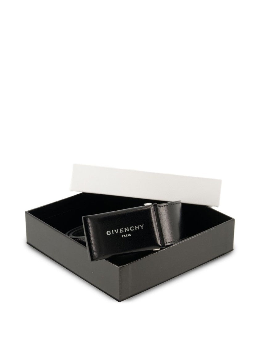 Givenchy Refined Black Belt With Polished Buckle