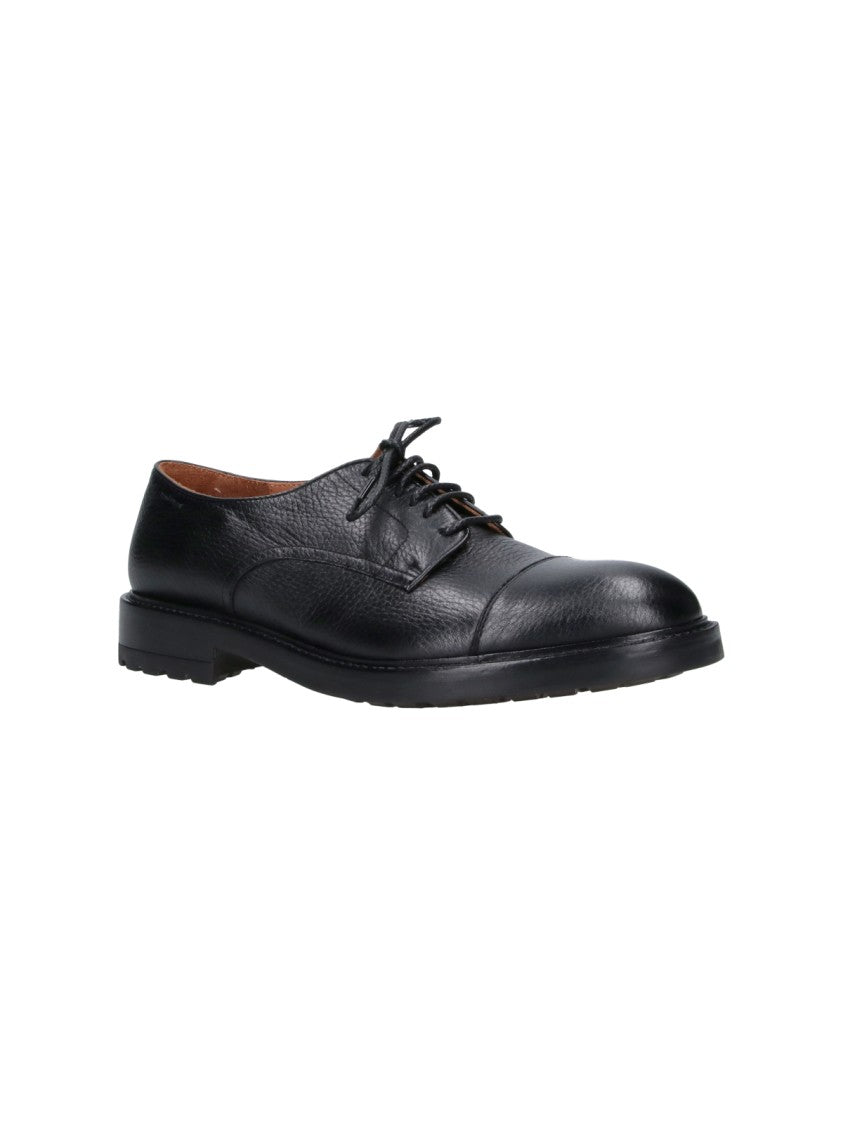 Alexander Hotto Black Textured Hammered Leather Derby Shoes