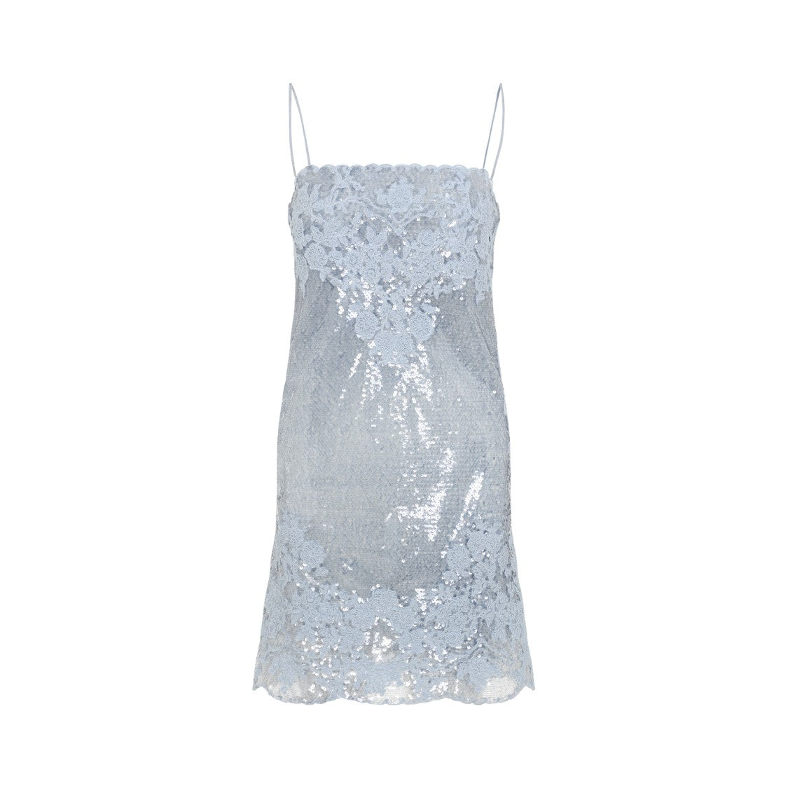 Ermanno Scervino Sequined Mini Dress With Floral Lace Detailing