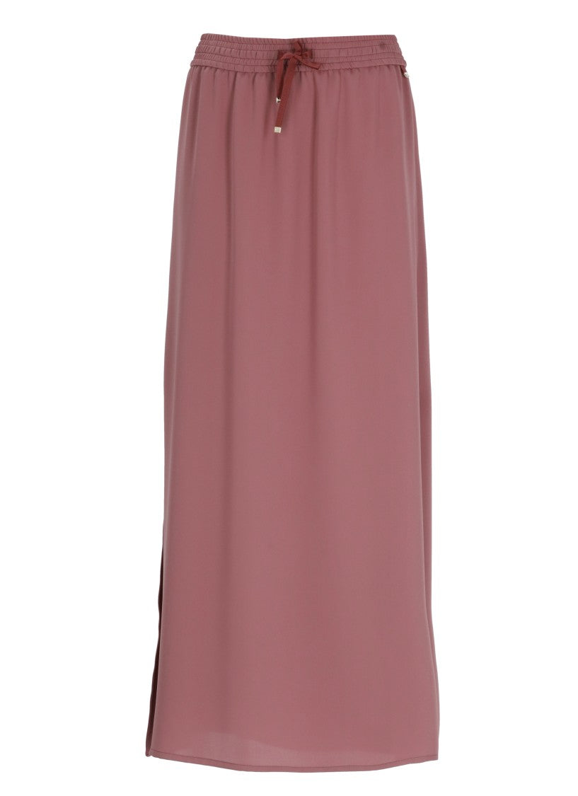 Herno Midi Skirt With Adjustable Drawstrings And Side Vents
