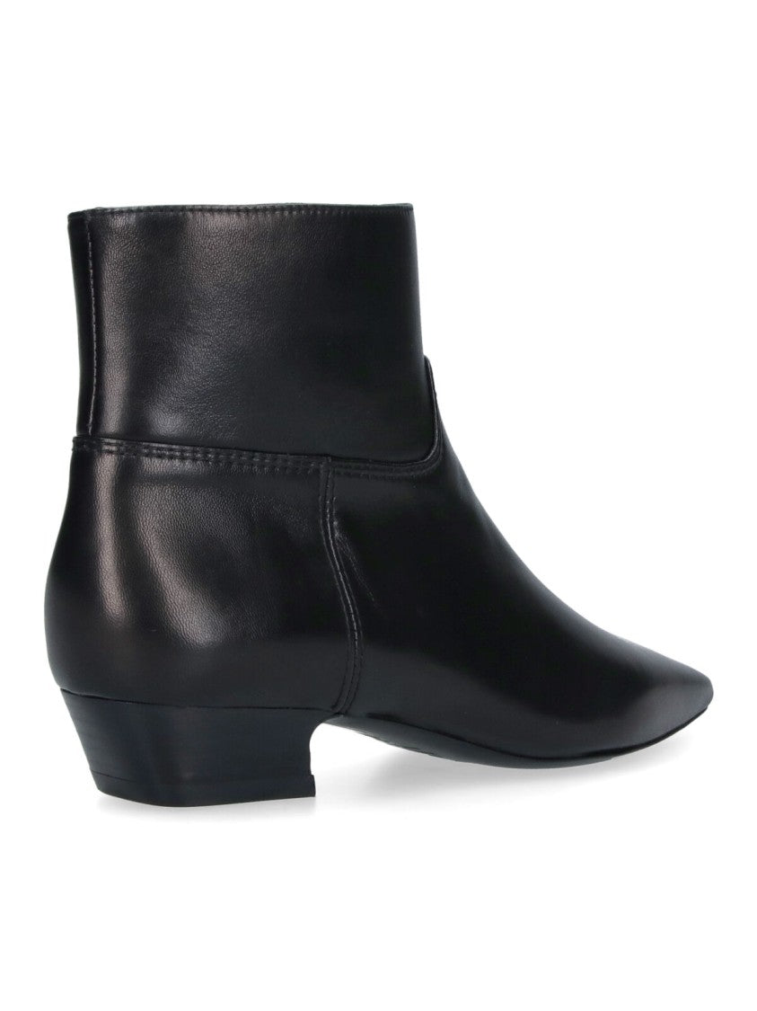 Stuart Weitzman Black Stassi Pointed-Toe Leather Boots