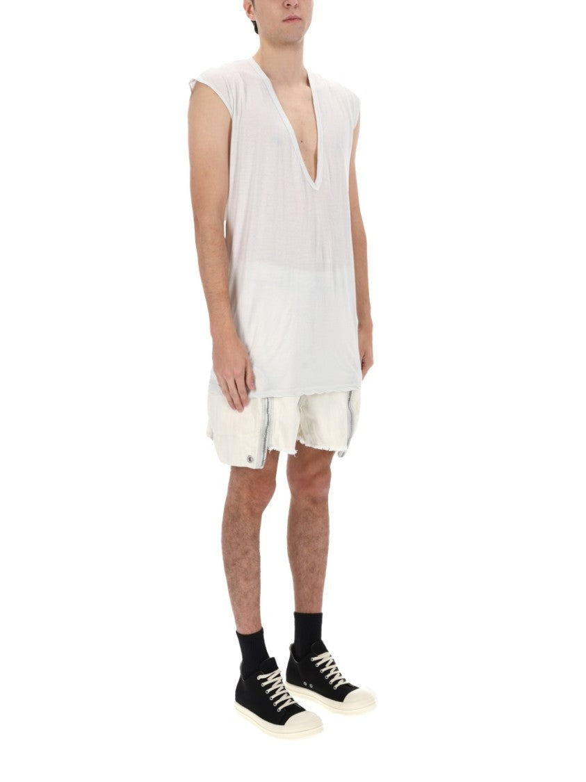 Drkshdw By Rick Owens Neutrals Bauhaus Oversized Zippered Cotton Shorts