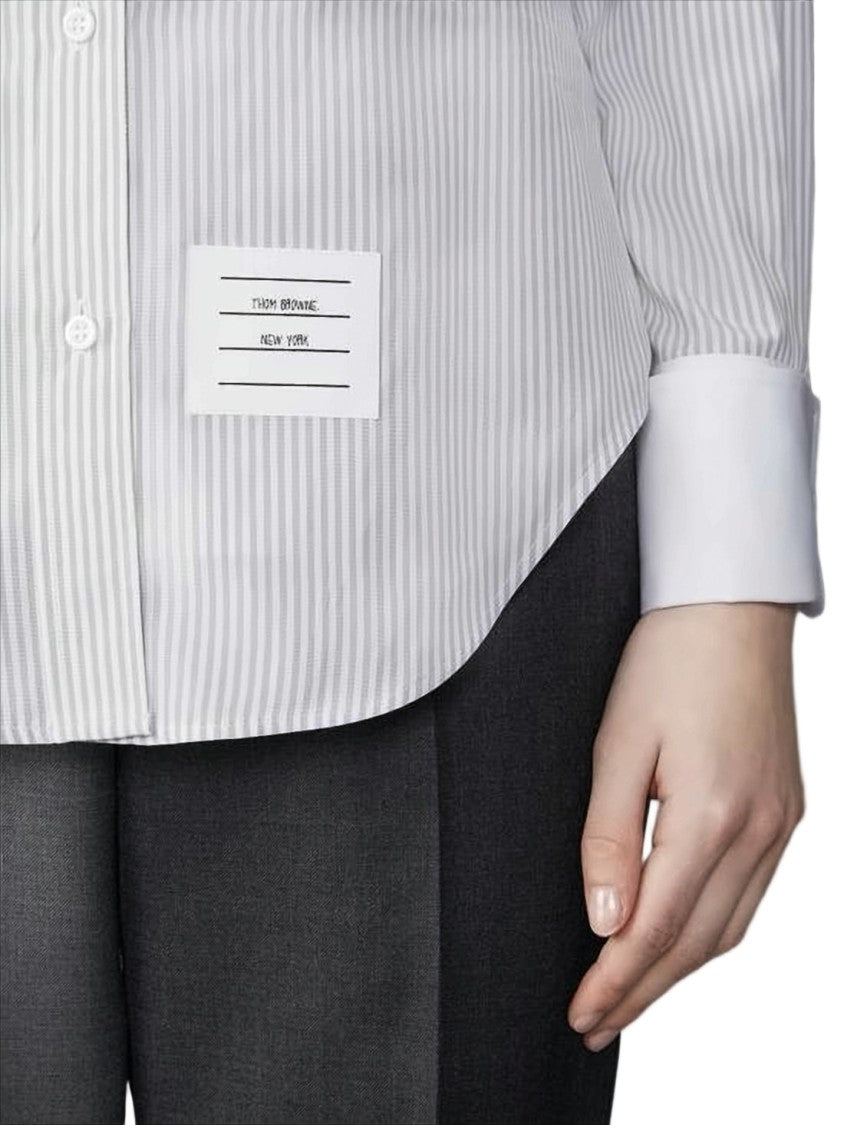 Thom Browne Tailored Long-Sleeve Shirt With Vertical Stripes And Signature Details